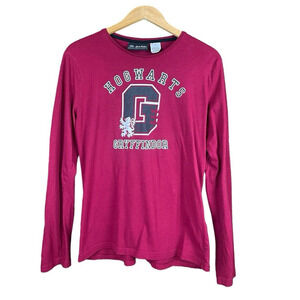 Harry Potter Red Burgundy Shirt Women Size M Long Sleeve Hogwarts Gryffindor
